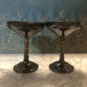 Pair of Plator Silver Plate Champagne Goblets